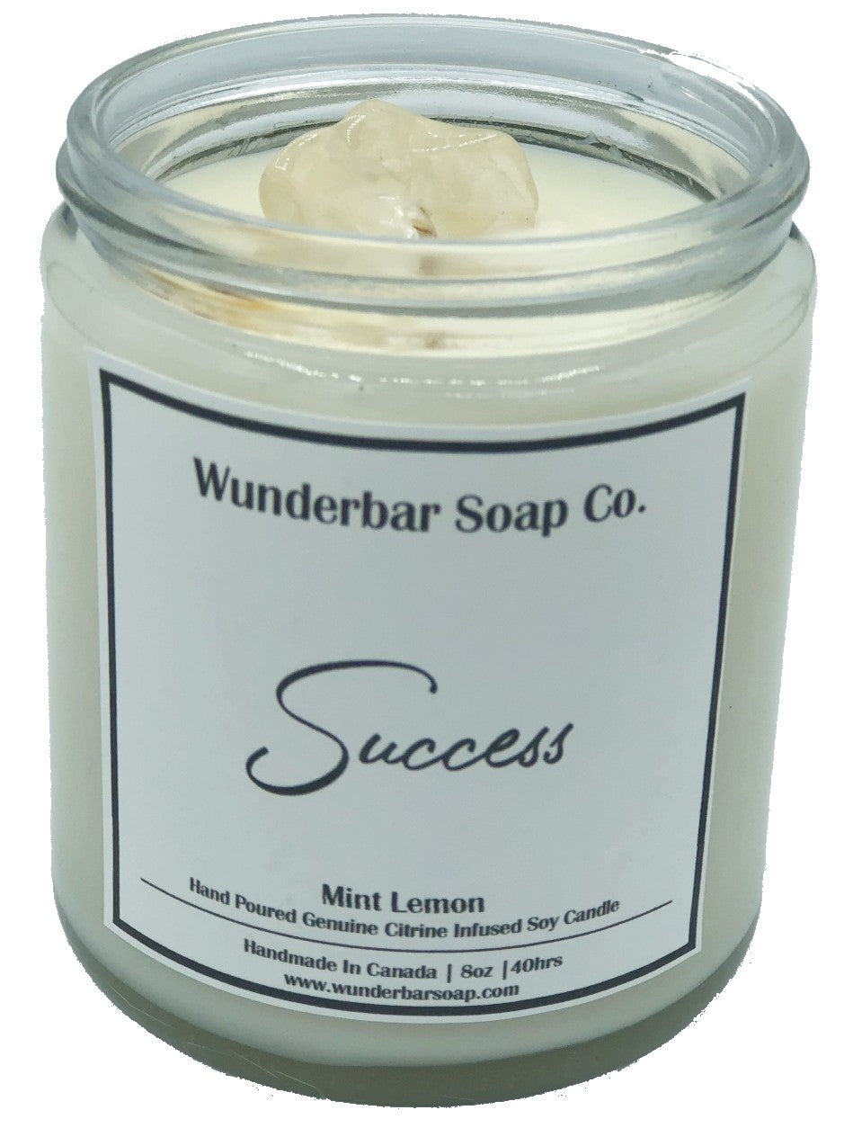 Genuine Citrine Infused Success Soy Candle